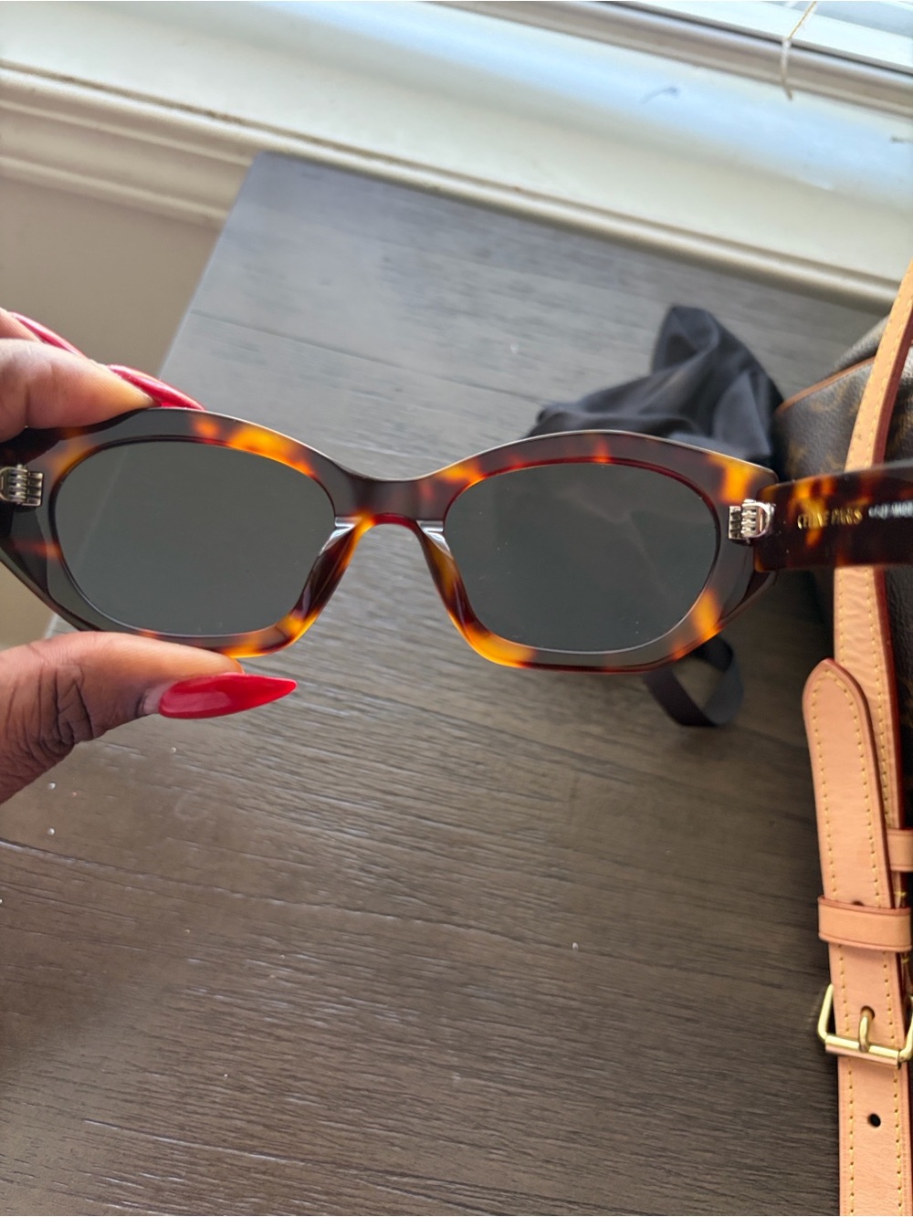 Celine Triomphe Oval Sunglasses - Tortoise Brown with Gold Logo - Picture 8 of 8